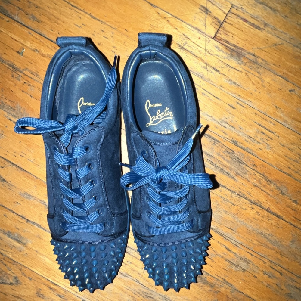 Christian Louboutin Navy Spiked Sneakers
